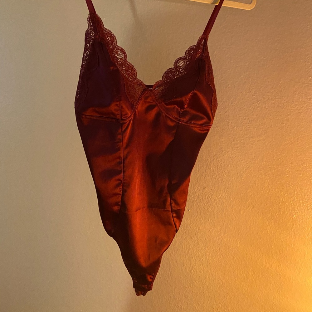 Burgundy lace bodysuit